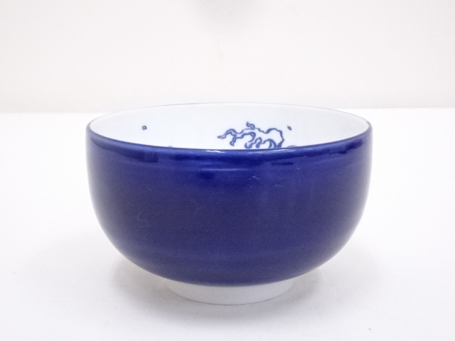 瑠璃釉波文茶碗